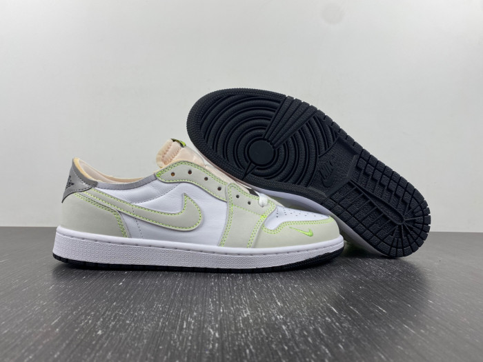 air jordan 1 retro low white ghost green black dm7837-103
