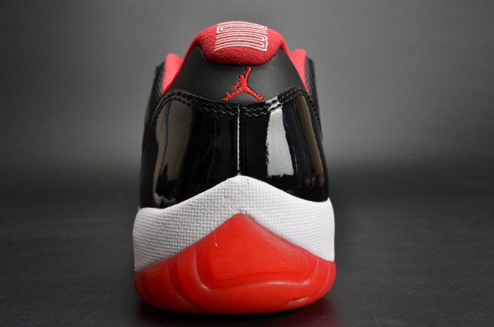 air jordan 11 retro low "bred" black/ red mens 528895-012