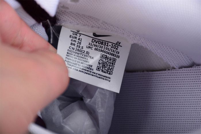 nike dunk low retro white night maroon dv0831-102