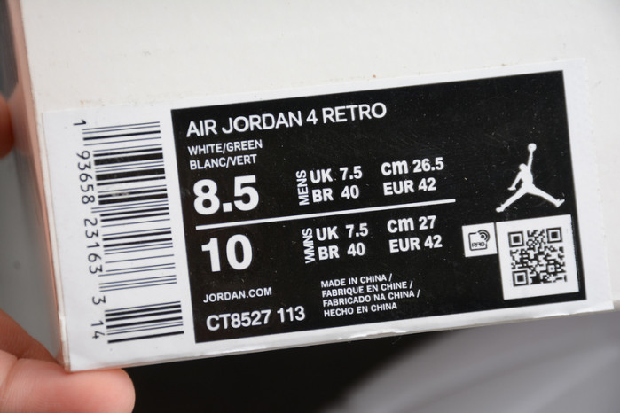 air jordan 4 retro white green ct8527-113