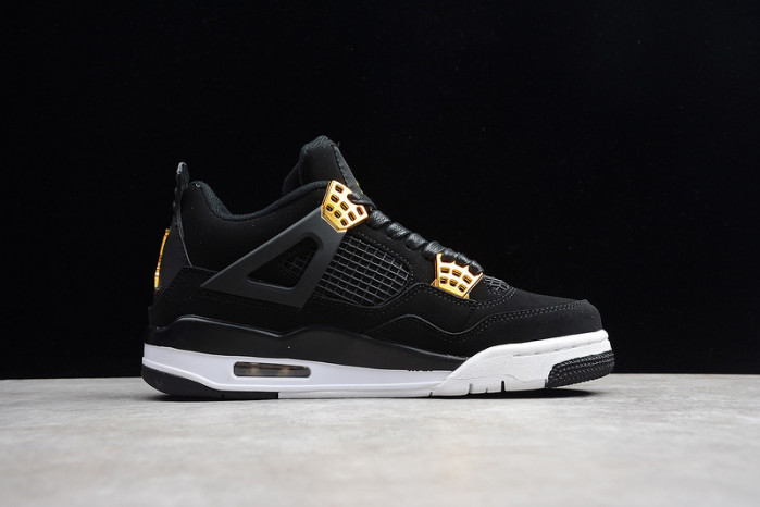 air jordan 4 “royalty” black/metallic gold-white mens 308497-032